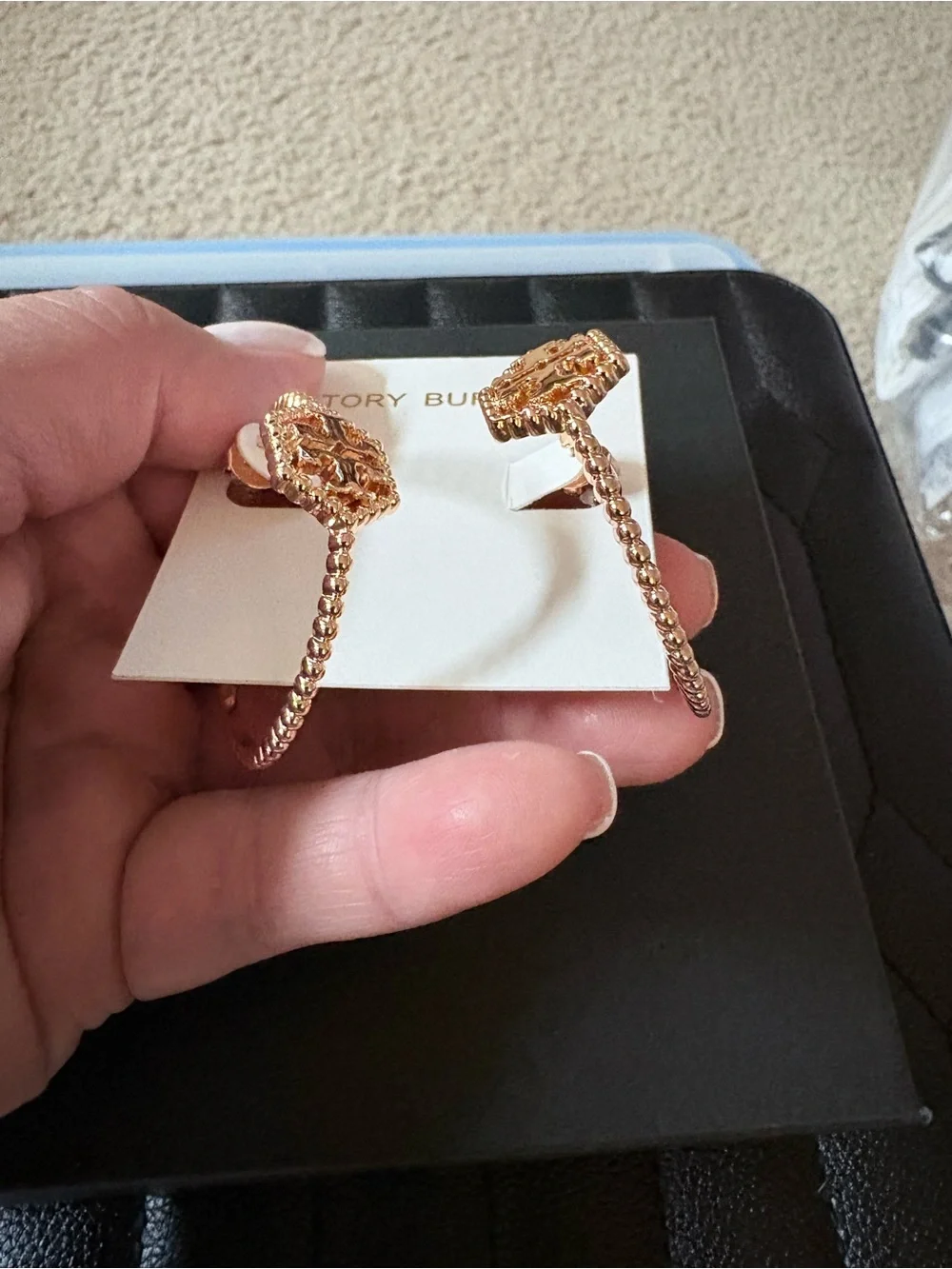 Tory Burch Gold-Tone Logo Chain Drop Earrings